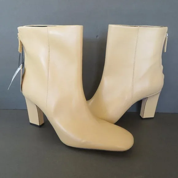 Zara Shoes New Zara Sz Eu 41 Cream Leather Square Toe Back Zip